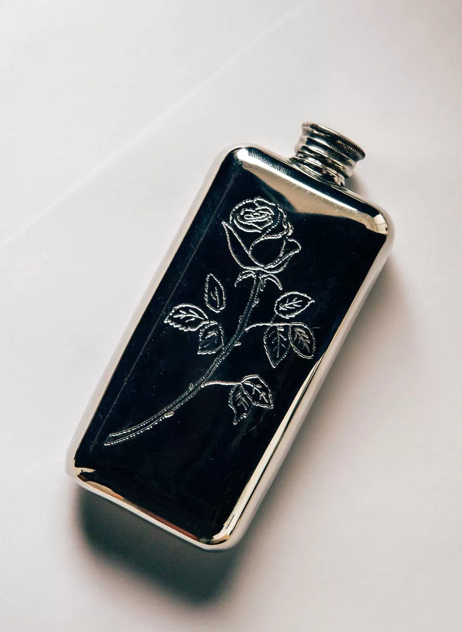 Hand Engraved "Smell The Roses" Flask*imogene+willie Cheap