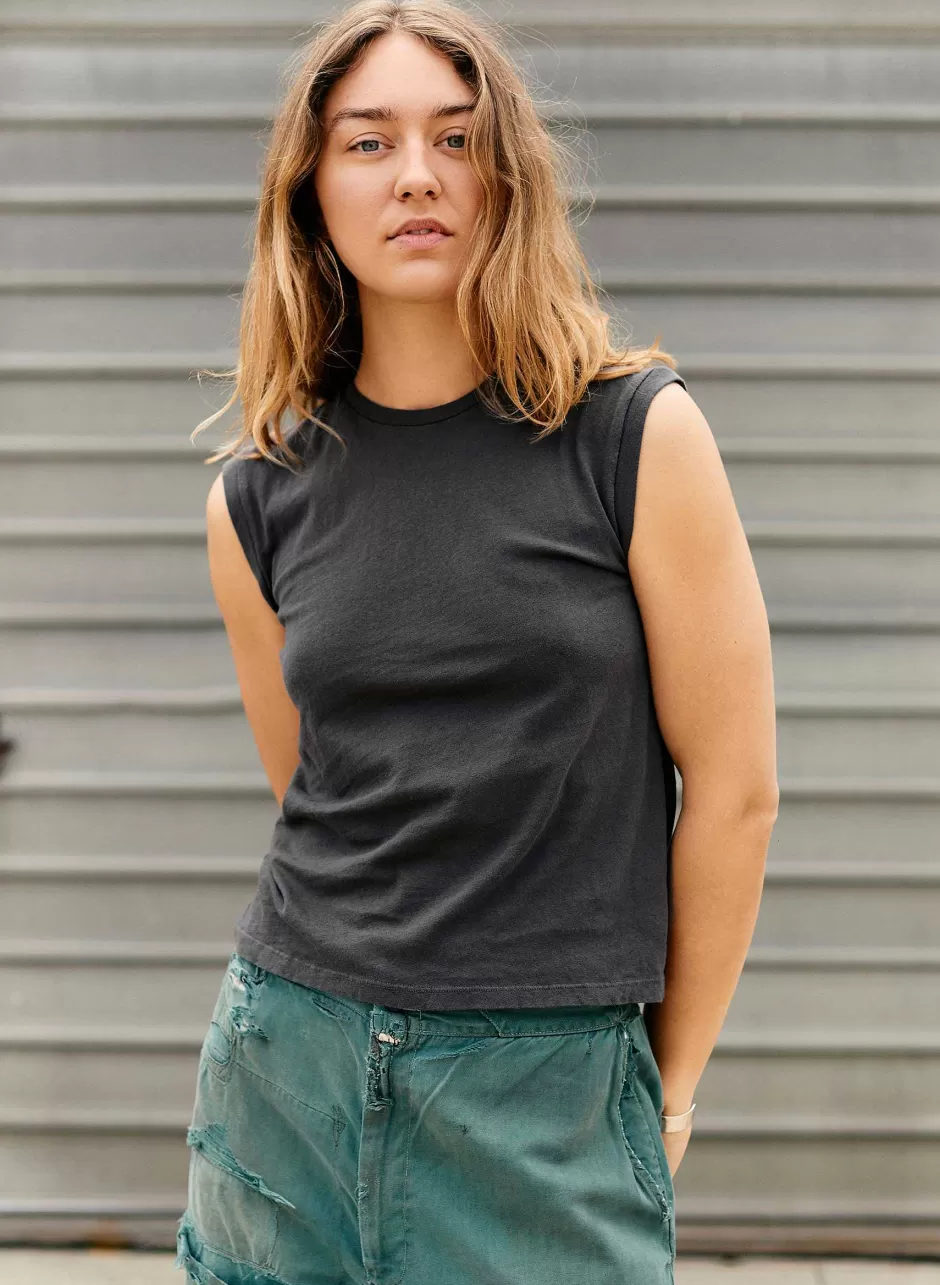 The Cotton Muscle Tee In Faded Black*imogene+willie Outlet