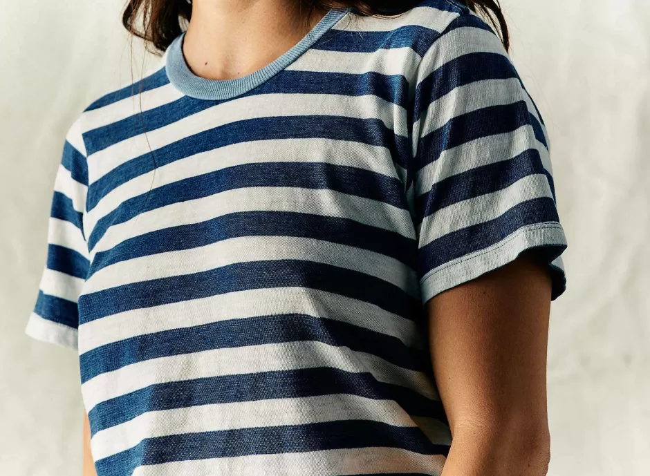 The Novel Knit Indigo Stripe Tee*imogene+willie Clearance