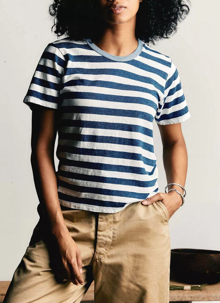 The Novel Knit Indigo Stripe Tee*imogene+willie Clearance