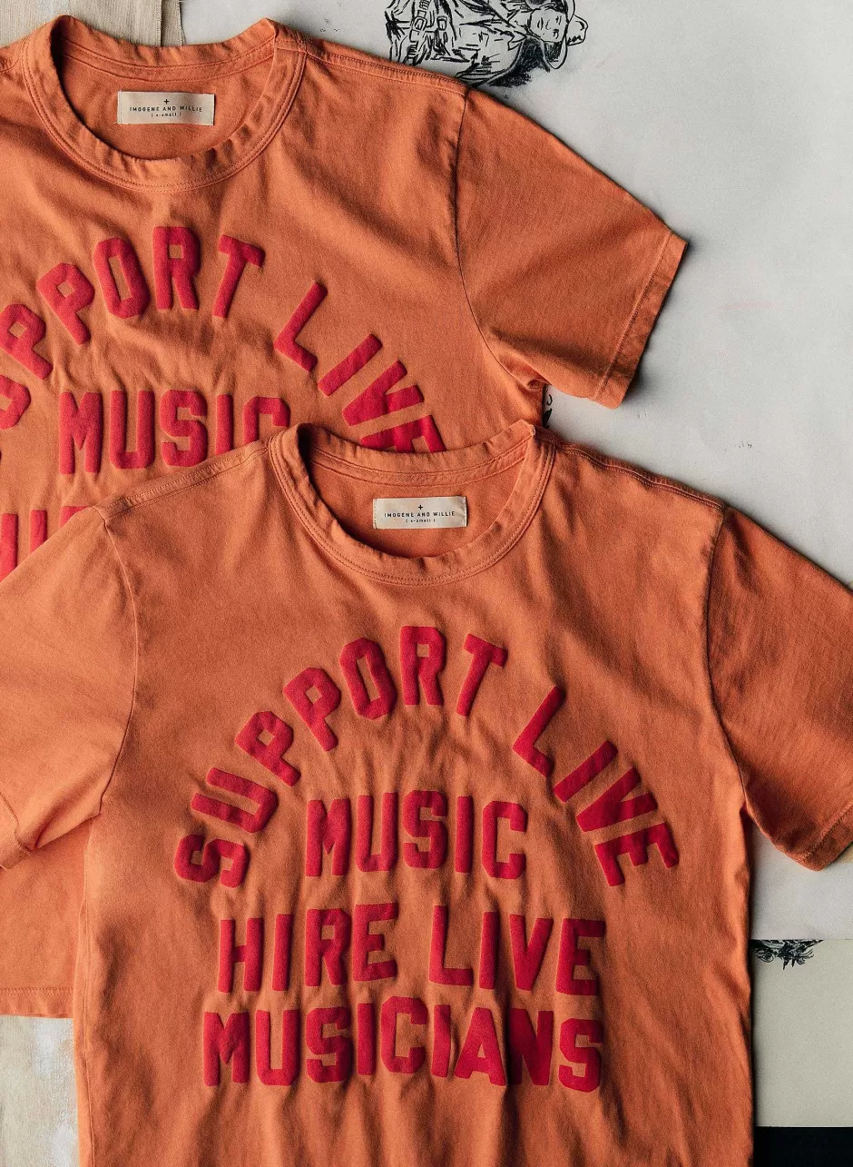 The "Support Live Music" Tee In Orange*imogene+willie Sale