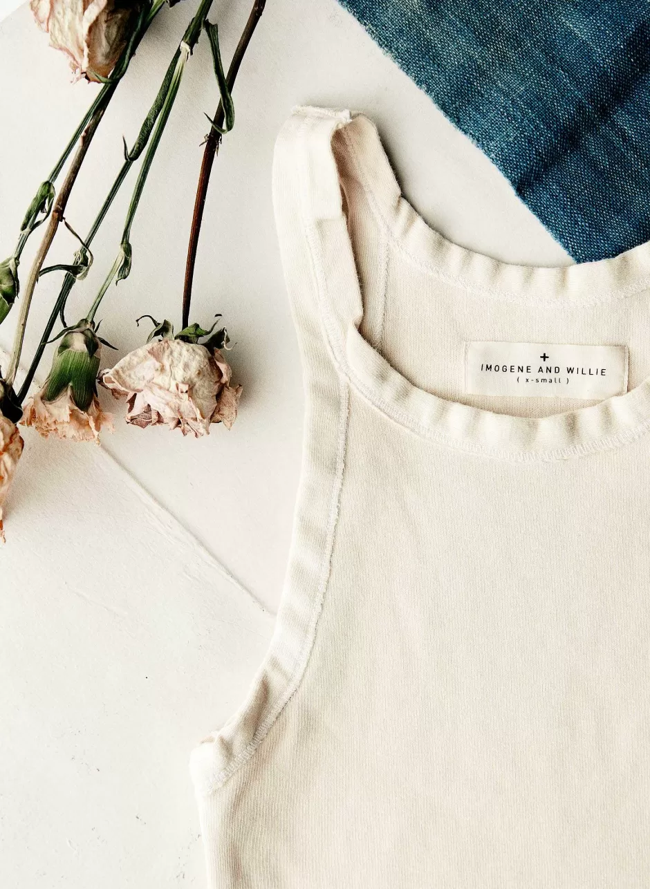 Vintage White Ribbed Racerback Tank*imogene+willie Online